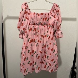 NEW Smak Parlour Pink Cherry Print Dress Size XS